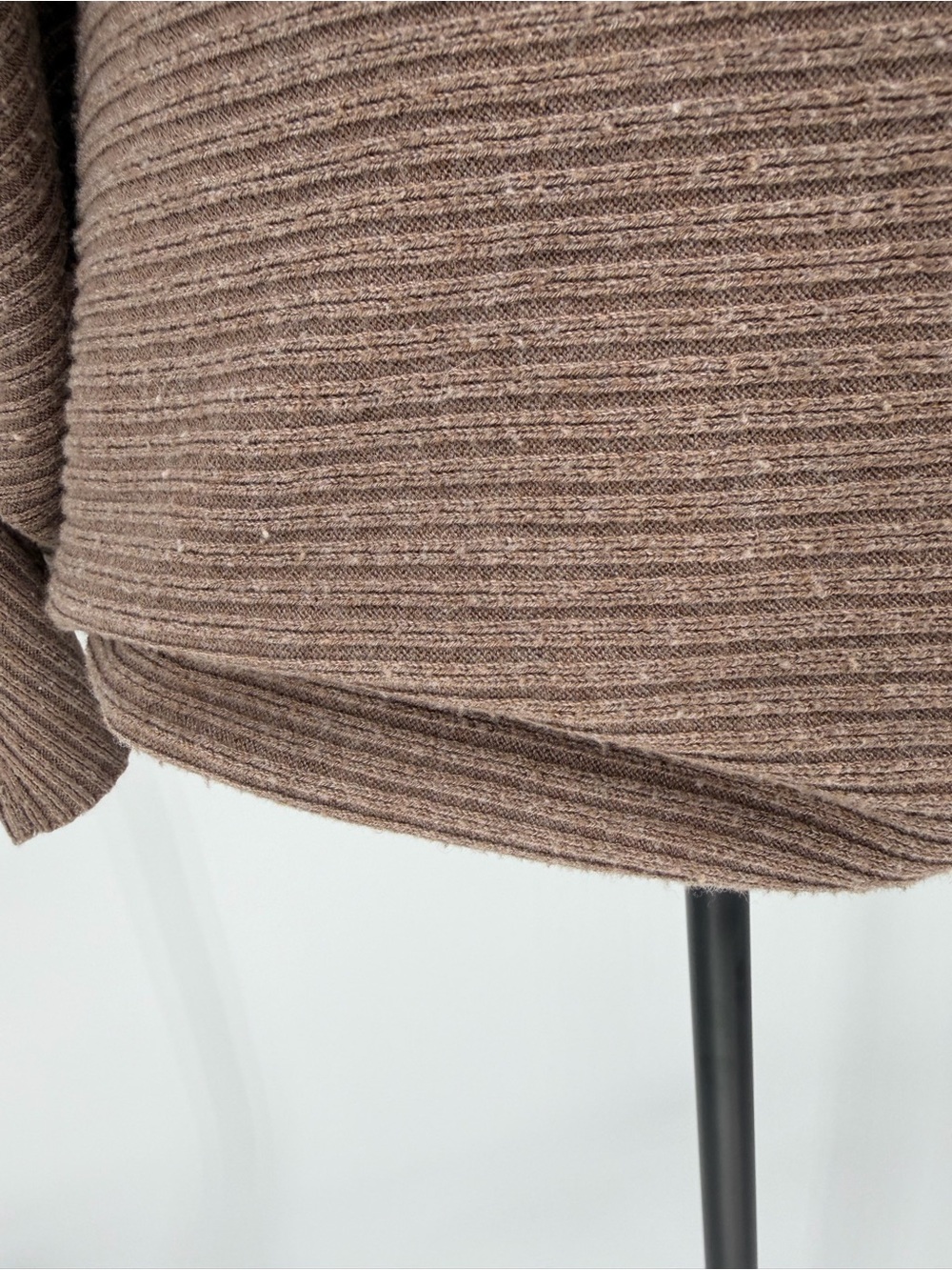 Women's Ribbed Boatneck Sweater in Taupe dolman sleeve - Picture 5 of 10